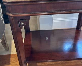 Vintage Alta Vista Ln., Chippendale style side table, mahogany measuring 27 inches long by 20 inches deep by 22 inches tall