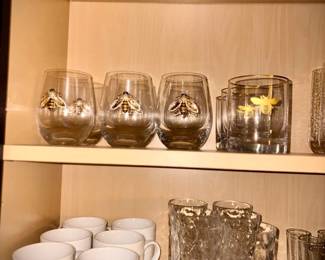 Assorted Bee-Themed and Regular Glass Cups and Cups - Price Will Be Labeled On Event