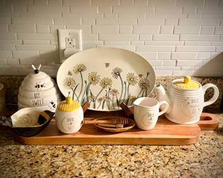 Bee-Themed Teapot, Jar and Plate Set - $50