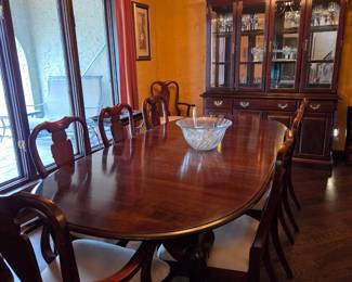 Crescent dining table & 8 chairs