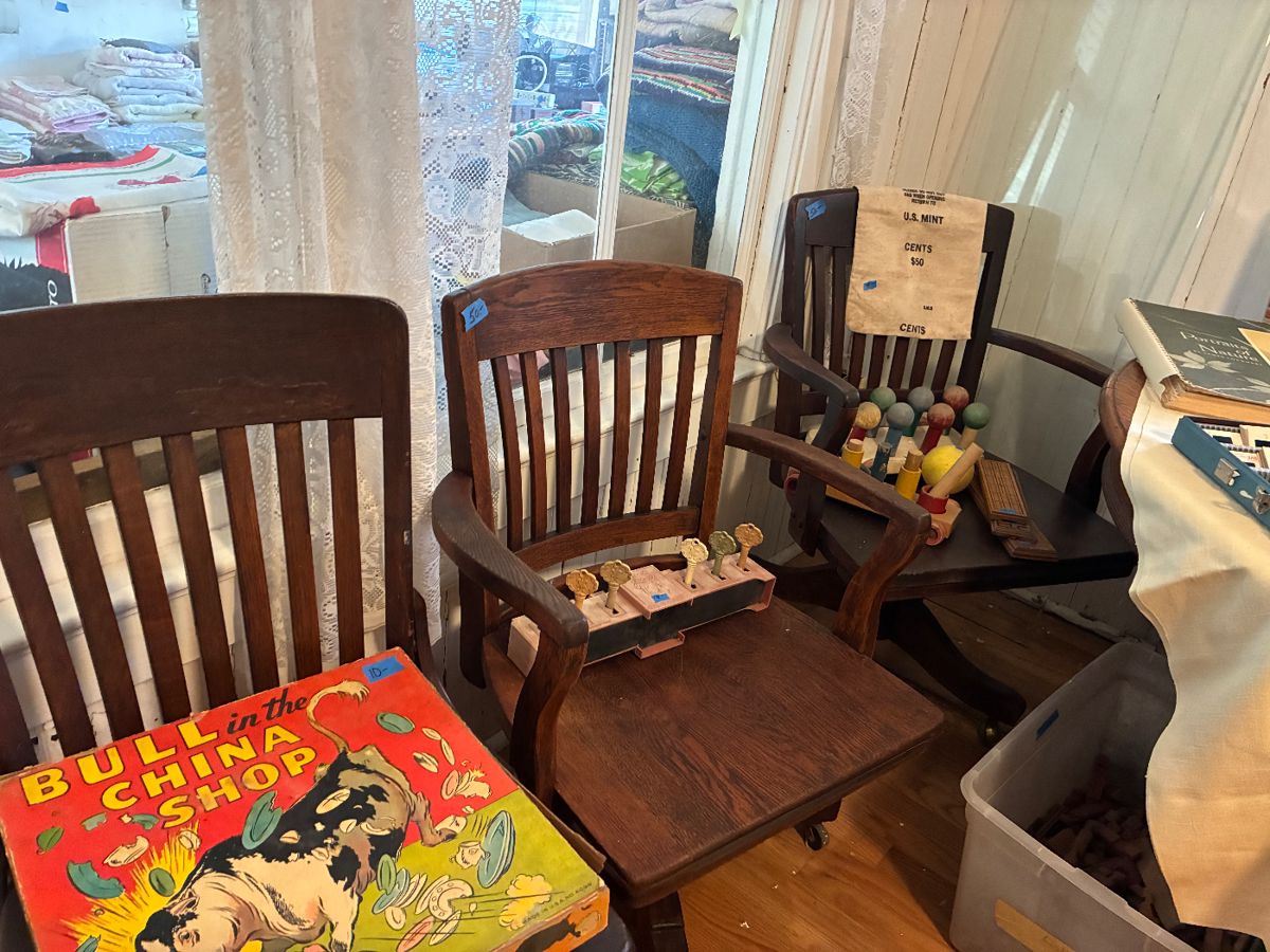 THREE antique but very comfortable and ergonomic office chairs