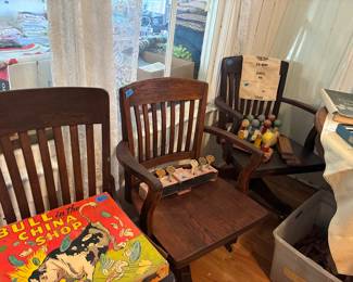 THREE antique but very comfortable and ergonomic office chairs