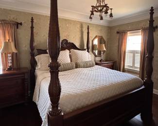 Mahogany King Size Four Poster Bed Frame. Measures 86" L x 84" H x 90" H. Photo 1 of 5. 