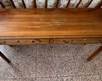 Century Console with 2 Benches. Console Measures 54" W X 16" D X 28" H. Benches Measures 18" x 14" x 18" H. Great As Is But Would Be Cool Painted. Ask Us For Resources. We Have Some Great Farrow & Ball Paint in The Steph Musur Moving Sale! Photo 4 of 7. 