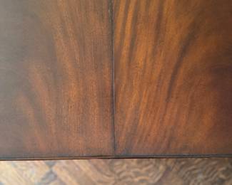 Georgian Style Flame Mahogany Double Pedestal Dining Table with Custom Pads. Table Measures 80" W x 40" D x 30" H with 28.5" Clearance. It's Pictured with Two Leaves. Photo 3 of 5. 