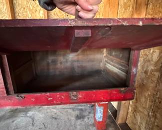 Industrial Metal Storage / Flip Top Bin Cabinet. Measures 74" W x 22" D x 39" H. Photo 4 of 4. 