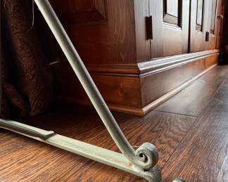 Neoclassical Style Painted Wrought Iron Table with Mable Top. Measures 36" W x 20" D x 31" H. Photo 4 of 4. 