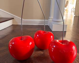Set of 3 Large Cherry Sculptures. Each Measures 10" W x 27" H. Photo 1 of 2. 