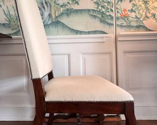 Set of 8 Upholstered Side Chairs with Mahogany Frames. Each Measures 22" W x 20" D with 20" Seat Height. Photo 3 of 4. 