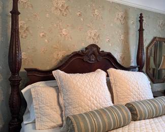 Mahogany King Size Four Poster Bed Frame. Measures 86" L x 84" H x 90" H. Photo 2 of 5. 