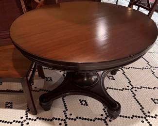 Pedestal Mahogany Finish Dining / Game Table and Set of 5 Chairs. Table Measures 45" D x 30" H with 27" Clearance. Chairs Measure 21" W x 20" D with 18" H. Photo 3 of 3. 