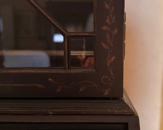 Ethan Allen Newport Liliana Chinoiserie Decretary Desk in Black Lacquer and Hand-Painted Gold Finish. Has Interior Lighting. Measures 38" W x 20" D x 85" H. Photo 4 of 5. 