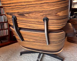 Eames Lounge Chair and Ottoman with Walnut Veneer and Brown Leather Fabric. Photo 2 of 3. 