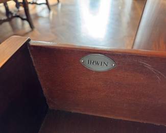 Irwin Flame Mahogany Bookcase / Cabinet with Leather Drop Front Writing Surface. Measures 74" W x 93" H x 16" D. Photo 5 of 5. 