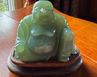 Laughing Jade Buddha. Buddha Measures 3" x 3" Overall. 