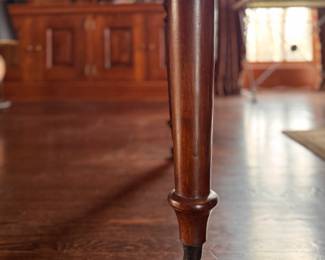 Three Drawer Mahogany Writing Desk on Casters.  Measures 60" W x 34" D x 31" H with 26" Clearance. Photo 5 of 6.
