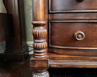 Mahogany Turned Leg, Four-Drawer Bachelor's Chest of Drawers Used As Bed Side Tables - 2 Available. Each Measures 38" W x 20" D x 35" H. Photo 3 of 3.