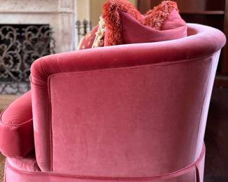 Pink Velvet Barrel Back Club Chair - 2 Available. Each Measures 48" W x 38" D. Photo 2 of 2. 