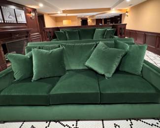 Century Furniture Green Velvet Upholstered Three-Seat Sofa - 2 Available. Each Measures 90" W x 40" D. Two Matching Ottoman's Available, Too. Photo 1 of 4. 