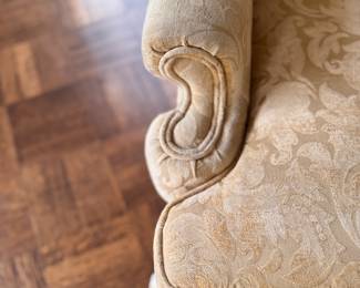 Queen-Anne Style Wing Back Chair Upholstered in Velvet Damask Fabric - 2 Available. Each Measures 30" W x 30" D. Photo 3 of 3. 