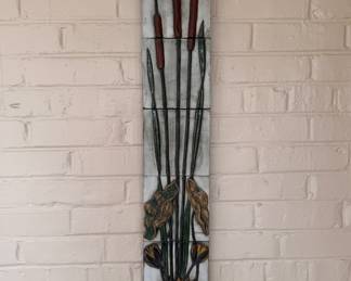 Cattail Tile Art. Measures 6" W x 30" H. 