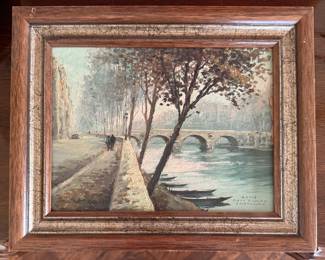 Paris Landscape on Board Signed By Artist. Measures 12" x 10" Overall. Photo 1 of 4. 