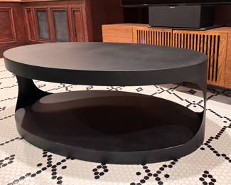 Noir Eclipse Black Iron Oval Coffee Table. Measures 49" W x 30" x 19" H. Photo 1 of 3. 
