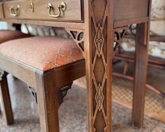 Century Console with 2 Benches. Console Measures 54" W X 16" D X 28" H. Benches Measures 18" x 14" x 18" H. Great As Is But Would Be Cool Painted. Ask Us For Resources. We Have Some Great Farrow & Ball Paint in The Steph Musur Moving Sale! Photo 3 of 7. 
