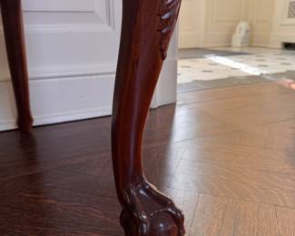 Reproduction Chippendale Style Mahogany Three Seat Settee. Measures 64" W x 20" D with 20" Seat Height. Photo 5 of 5. 