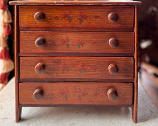 Antique Salesman Sample: Miniature Hand-Stenciled Chest of Drawers. Photo 1 of 3. 