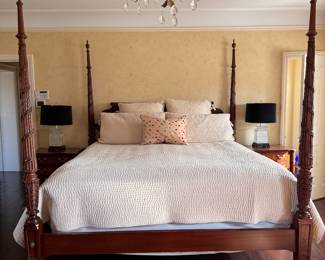 Mahogany Four Poster King Size Bed Frame. Measures 86" L x 84" H x 90" H. Photo 1 of 2. 