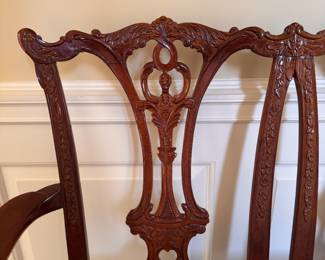 Reproduction Chippendale Style Mahogany Three Seat Settee. Measures 64" W x 20" D with 20" Seat Height. Photo 2 of 5. 
