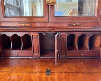 Bernhardt Mark Hampton Collection Mahogany Queen Anne Secretary Writing Desk with Drop Front. Measures 46" W x 86" H. Photo 5 of 7. 
