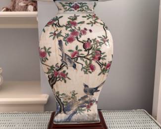 Pair of Asian Porcelain Chinoiserie Vases Turned Table Lamps. Photo 2 of 2. 