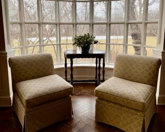 Pair of Slipper Chairs. Each Measures 26" W x 34" D. Photo 1 of 6. 