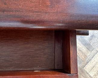 Antique Walnut Side Table with Drawer, Brass Pulls and Barley Twist Legs. Measures 30" W x 21" D x 30" H. Photo 4 of 4. 