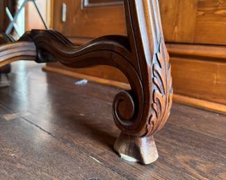 Needlepoint Upholstered Antique Louis XV Style Armchair with Fringe Trim. Measures 26" W x 30" D. Photo 6 of 7.