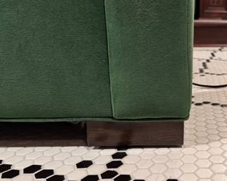 Century Furniture Green Velvet Upholstered Three-Seat Sofa - 2 Available. Each Measures 90" W x 40" D. Two Matching Ottoman's Available, Too. Photo 4 of 4. 