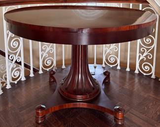 Hickory Chair Pedestal Mahogany Entry / Dining Table. Measures 44" D x 30.5" H with 27" Clearance. Photo 1 of 4. 