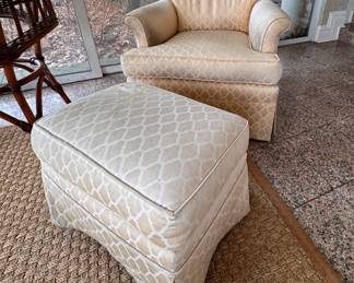 Club Chair and Ottoman -- Need Reupholstering. Chair Measures 32" W x 34" D. Photo 3 of 3. 