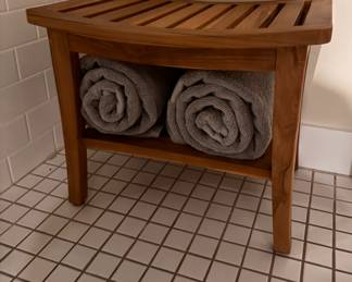 Small Teak Shower Bench. 