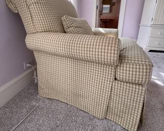 Calico Corners Green Check Upholstered Club Chair. Photo 1 of 3. 