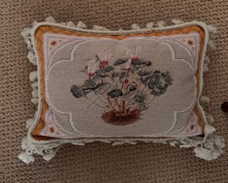 Lumbar Needlepoint Pillow. 
