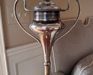 Silver Plate Urn Style Floor Lamp. Measures 61" H. Photo 2 of 3. 