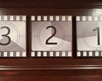 "Three, Two, One!" Film Reels on Canvas. Each Measures 20" x 20". 