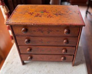 Antique Salesman Sample: Miniature Hand-Stenciled Chest of Drawers. Photo 2 of 3. 