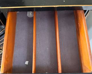 Union National Black Lacquer Chinoiserie Buffet / Cabinet. Measures 52" W x 20" D x 34" H. Photo 4 of 9. 