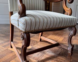 Pair of Louis XIII Fauteuil Arm Chairs. Each Measures 25" W x 24" D x 44" H. Photo 2 of 5. 