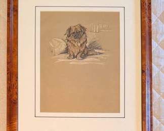 "George" by Lucy Dawson. Framed in Burl Wood Frame. Measures 16" x 18" Overall. Photo 1 of 2. 
