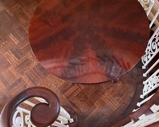 Hickory Chair Pedestal Mahogany Entry / Dining Table. Measures 44" D x 30.5" H with 27" Clearance. Photo 3 of 4. 